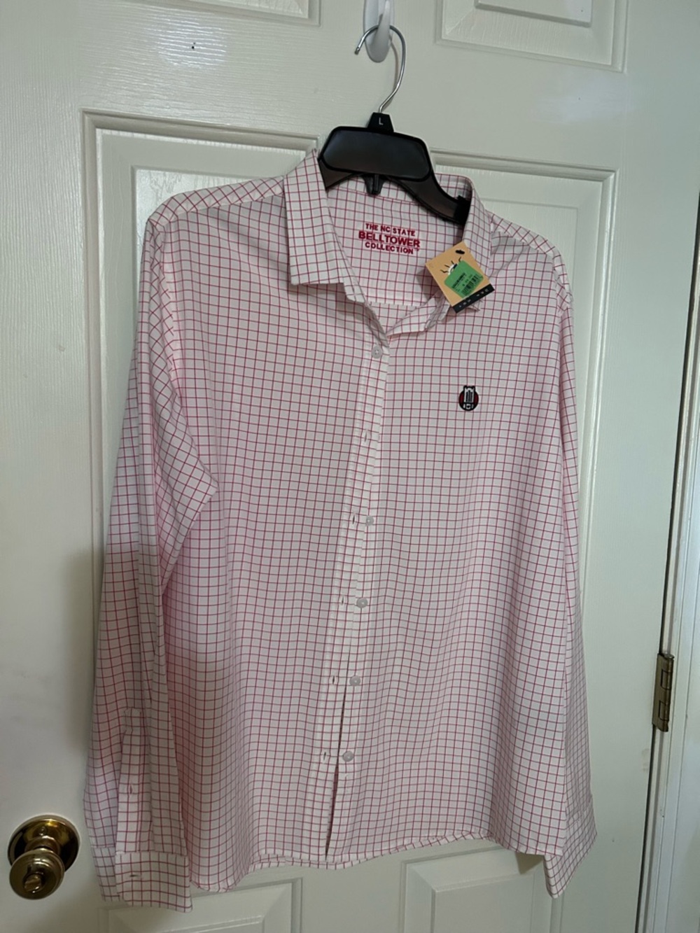 Men's Antigua Red and White Grid Button-Down Shirt